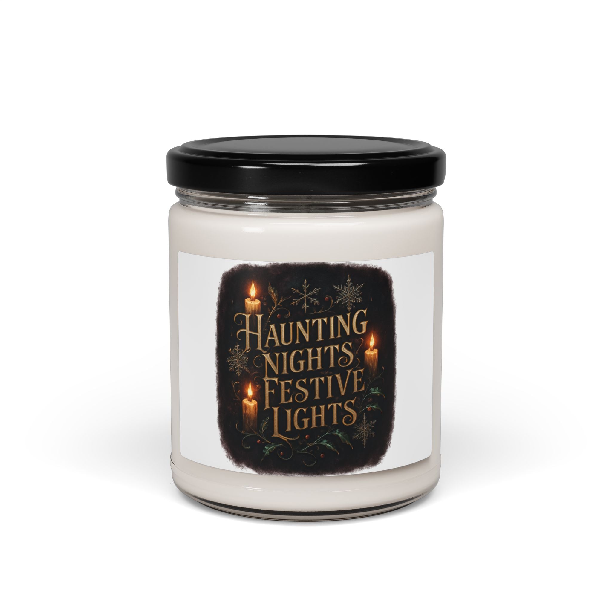 Haunting Nights Festive Lights Scented Soy Candle — 9oz Holiday & Halloween Aromatic Jar
