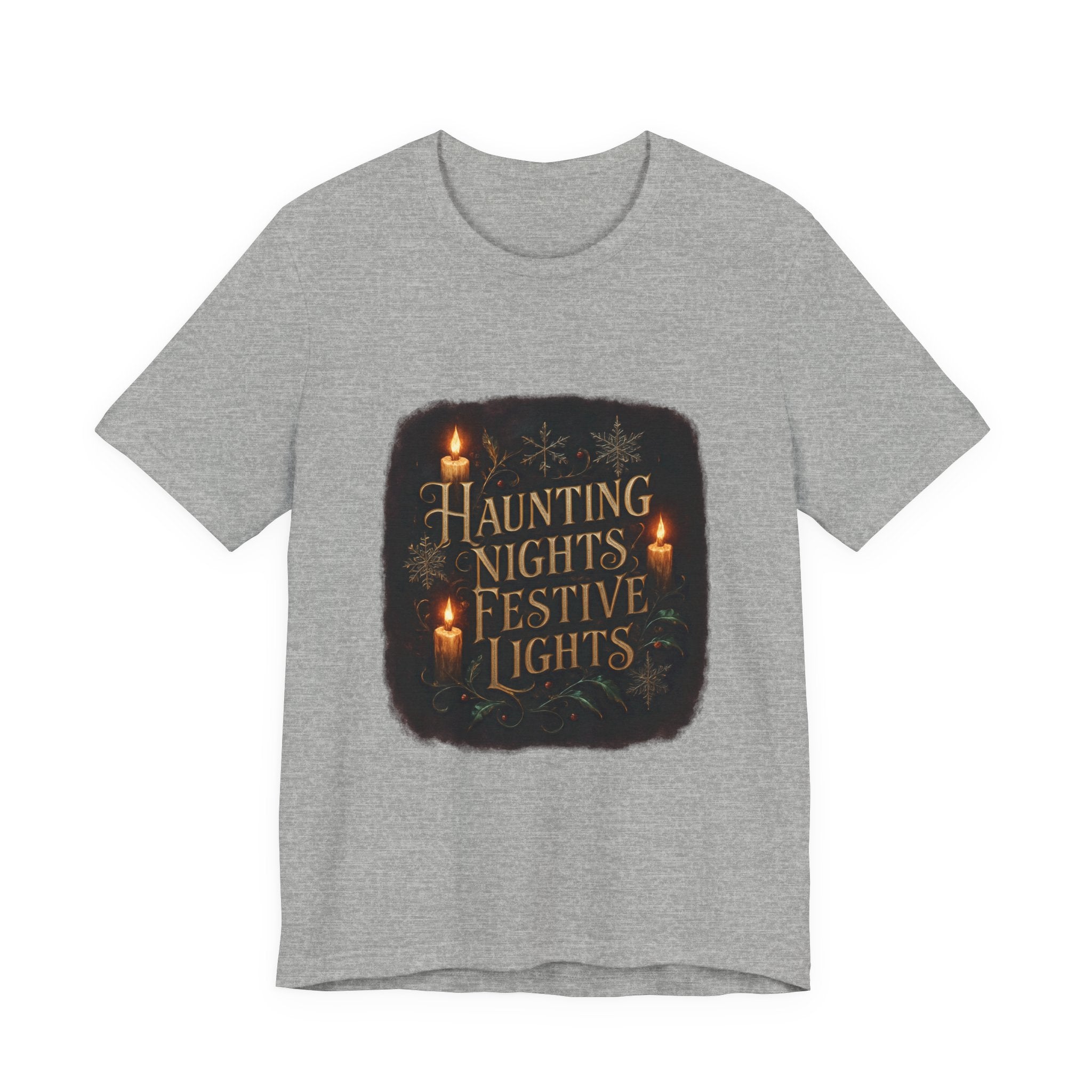 Haunting Nights Festive Lights Tee - Spooky Candlelight Halloween Shirt