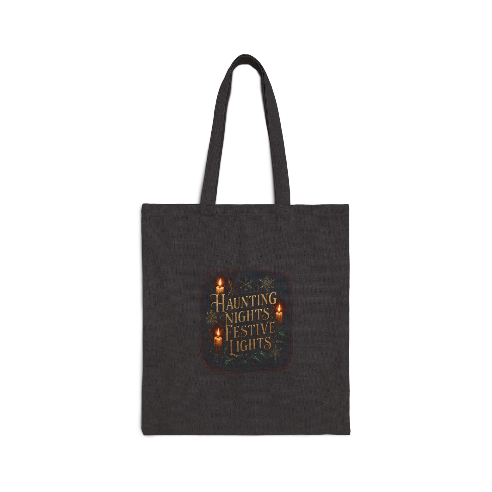 Halloween Tote Bag "Haunting Nights, Festive Lights" Cotton Canvas Grocery Tote