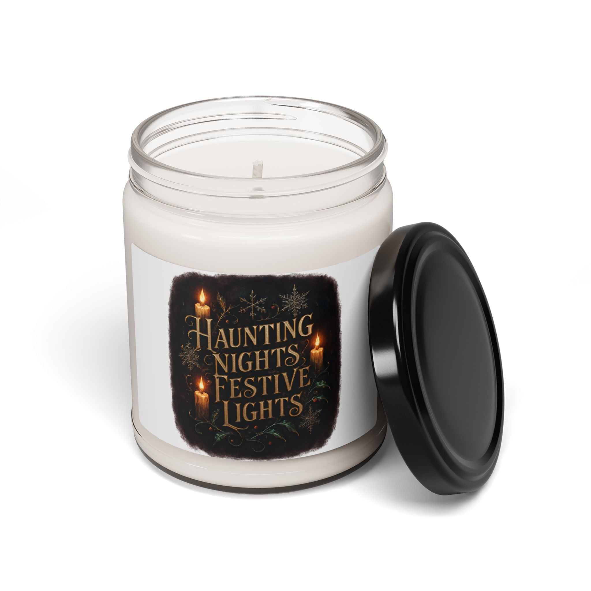Haunting Nights Festive Lights Scented Soy Candle — 9oz Holiday & Halloween Aromatic Jar