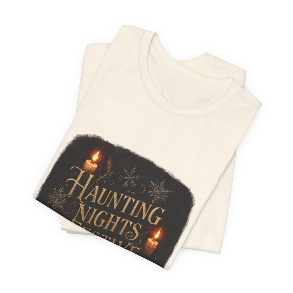 Haunting Nights Festive Lights Tee - Spooky Candlelight Halloween Shirt
