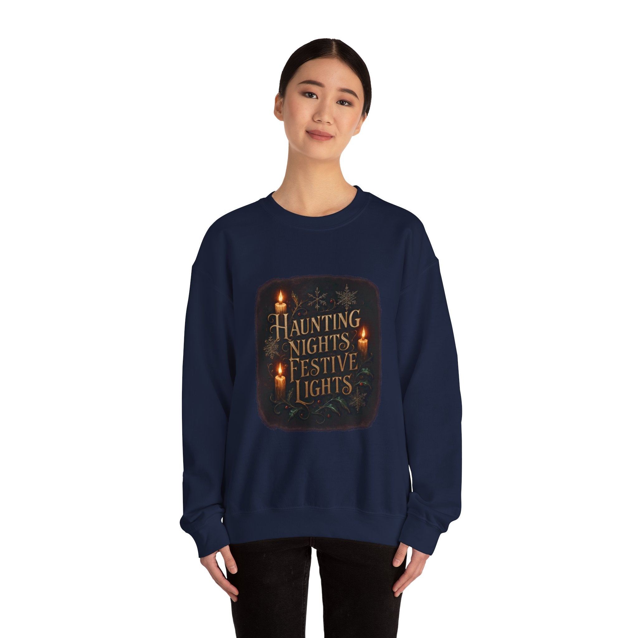 Crewneck Sweatshirt — "Haunting Nights Detective" Halloween Graphic