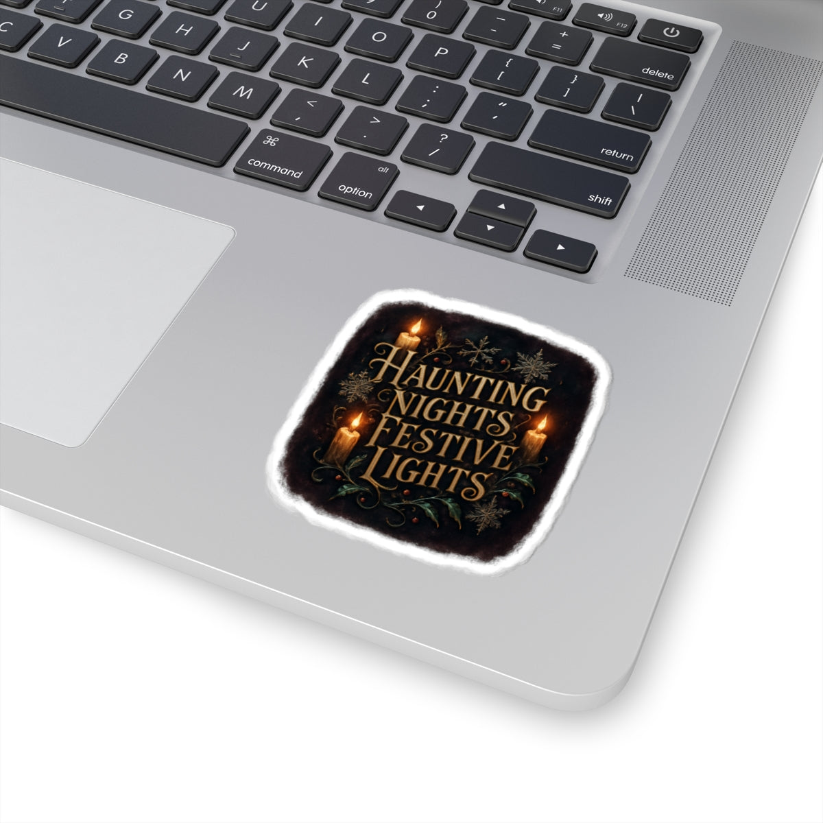 Haunting Nights, Festive Lights Sticker — Gothic Holiday Kiss-Cut Sticker