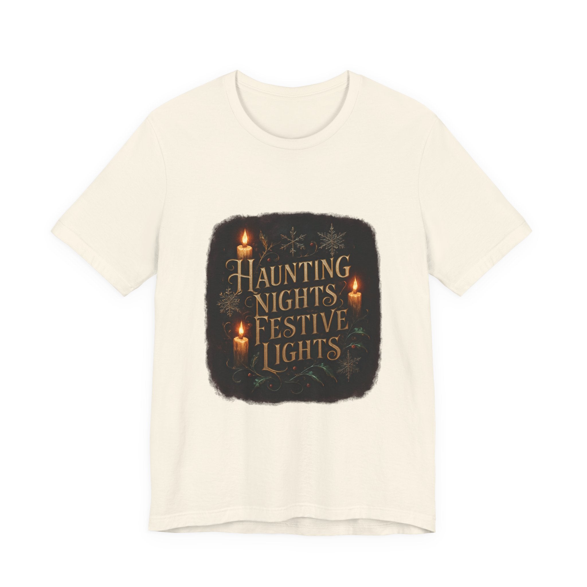 Haunting Nights Festive Lights Tee - Spooky Candlelight Halloween Shirt