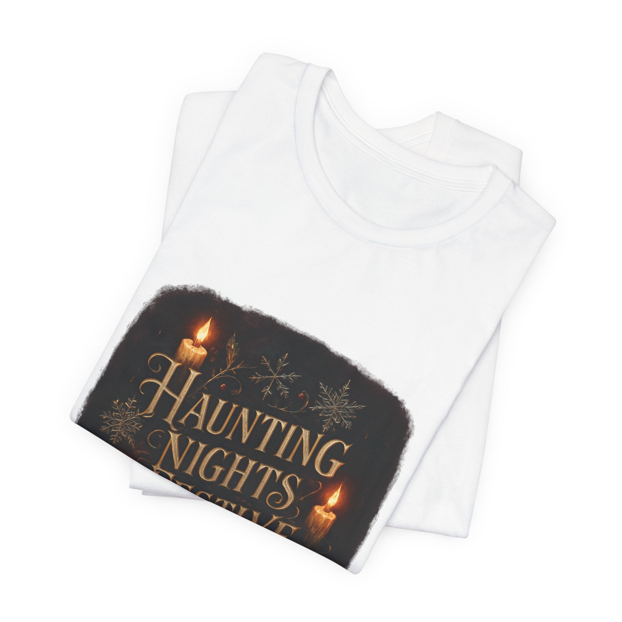 Haunting Nights Festive Lights Tee - Spooky Candlelight Halloween Shirt