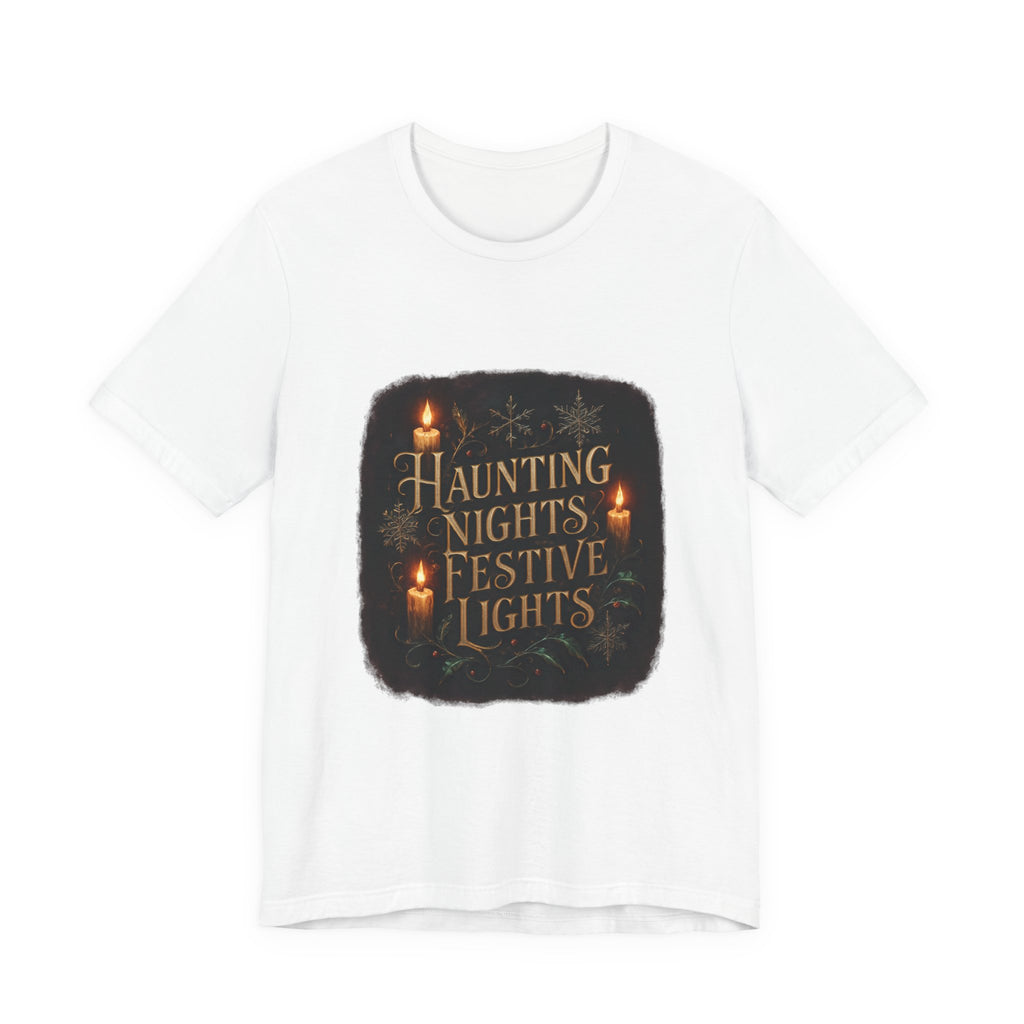 Haunting Nights Festive Lights Tee - Spooky Candlelight Halloween Shirt