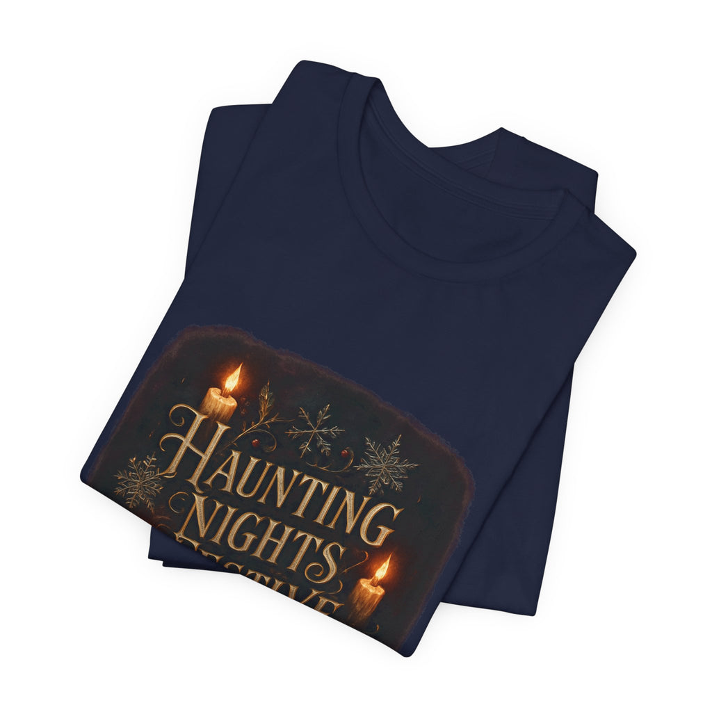Haunting Nights Festive Lights Tee - Spooky Candlelight Halloween Shirt