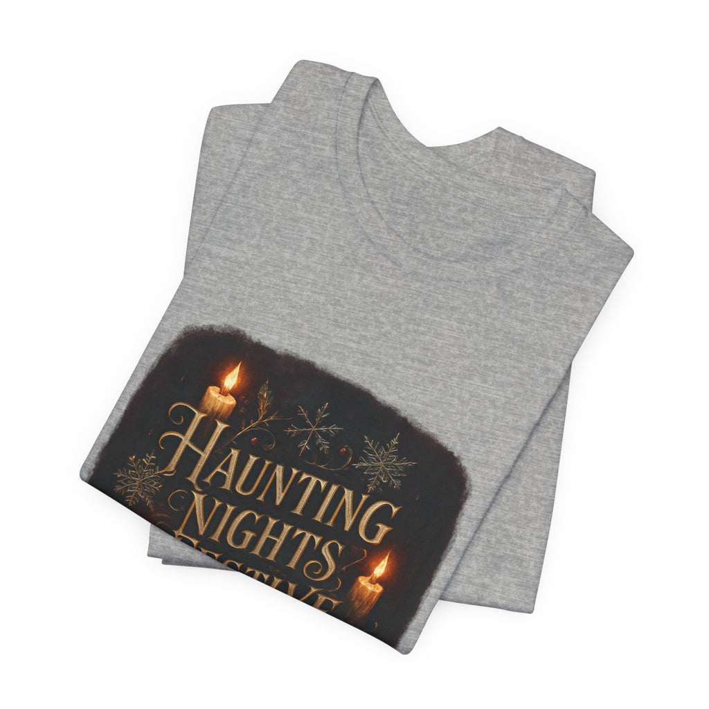 Haunting Nights Festive Lights Tee - Spooky Candlelight Halloween Shirt