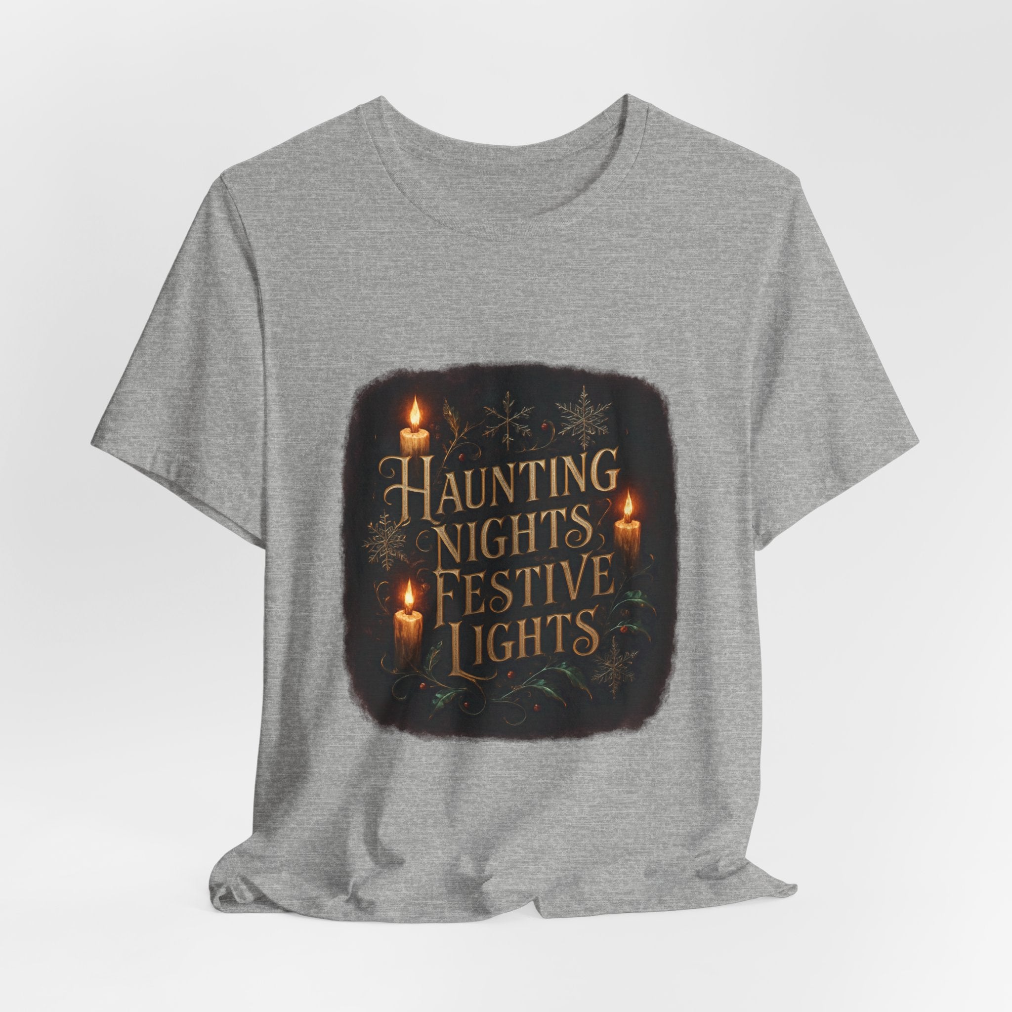 Haunting Nights Festive Lights Tee - Spooky Candlelight Halloween Shirt