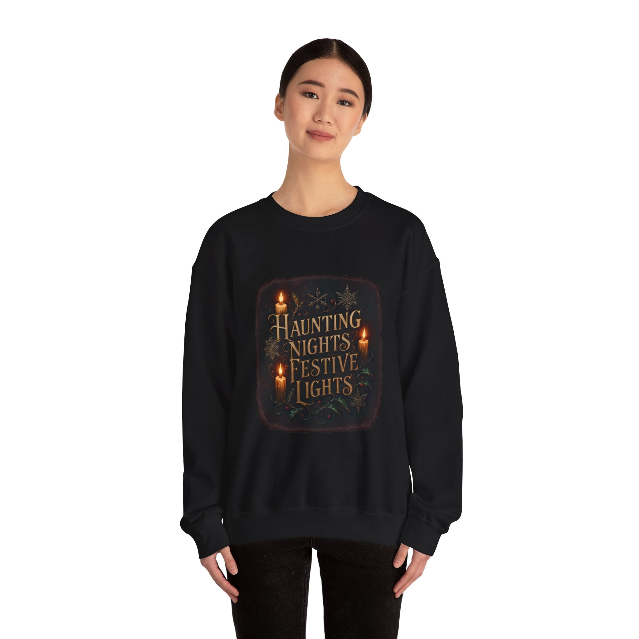 Crewneck Sweatshirt — "Haunting Nights Detective" Halloween Graphic
